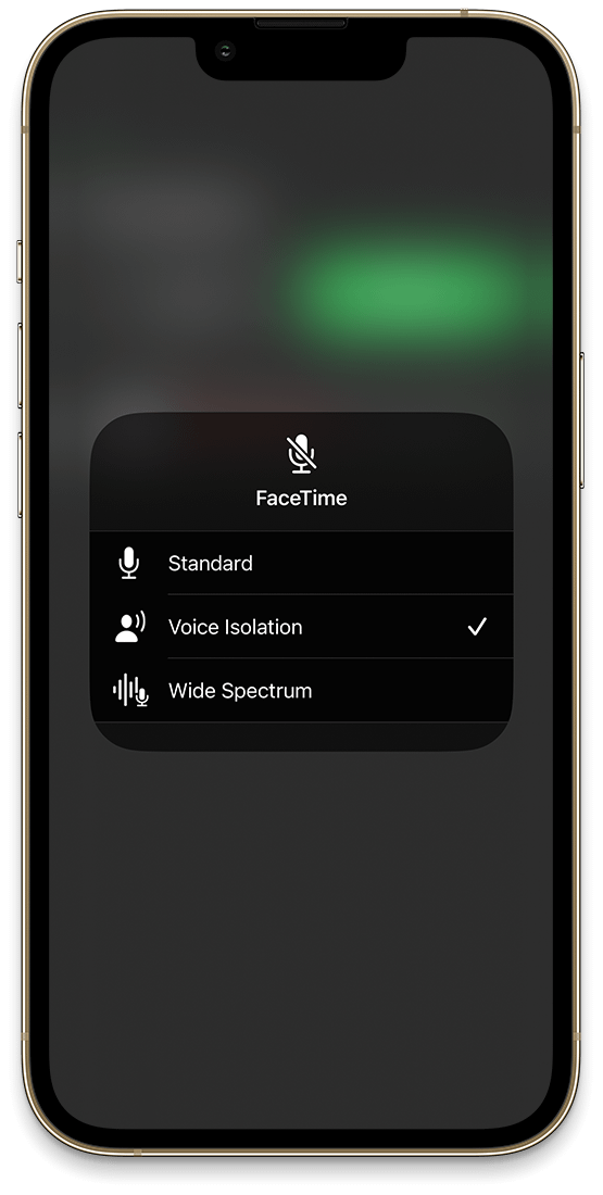 Choose FaceTime Voice Isolation on iPhone